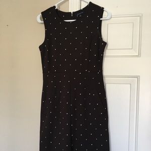 Brown and white polka dot a-line dress